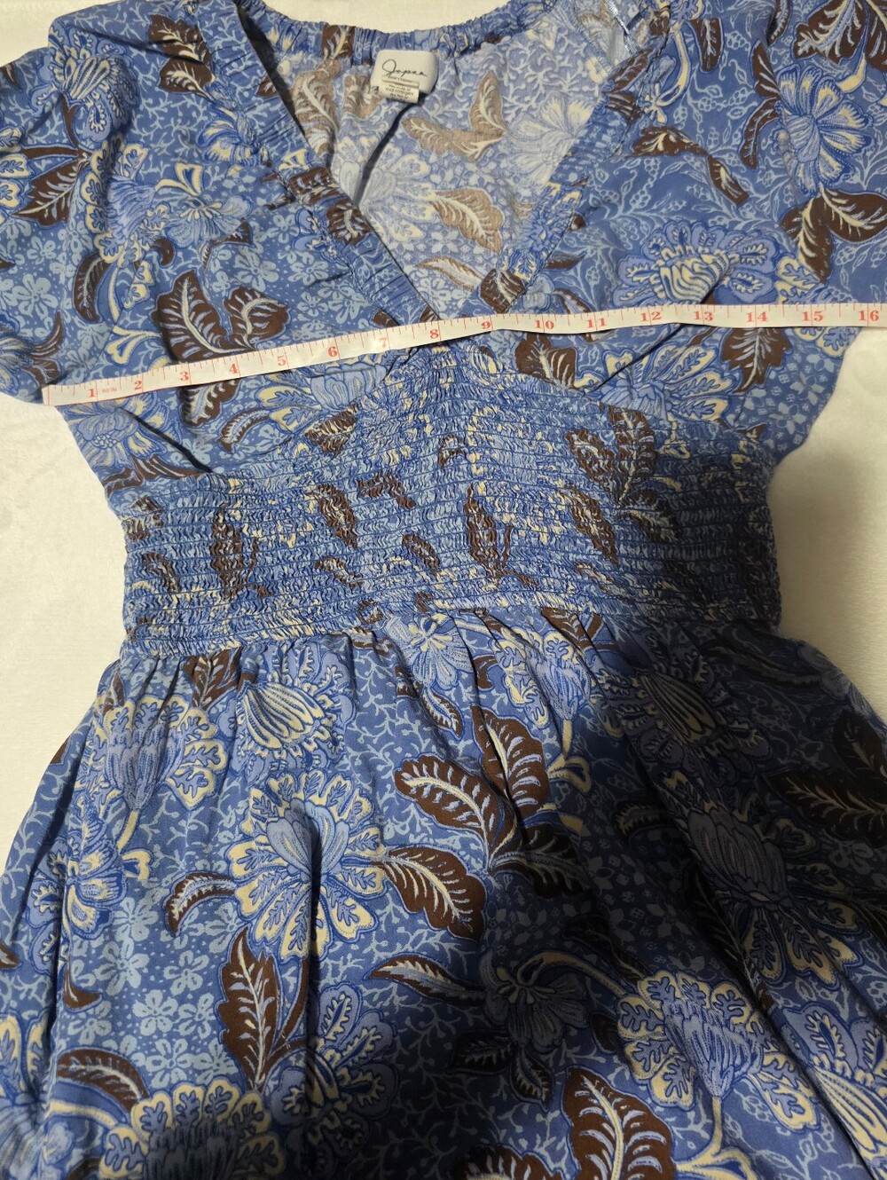 Japna Women's Blue Floral Smocked Waist Long Sleeve Maxi Dress Size S - Picture 5 of 7